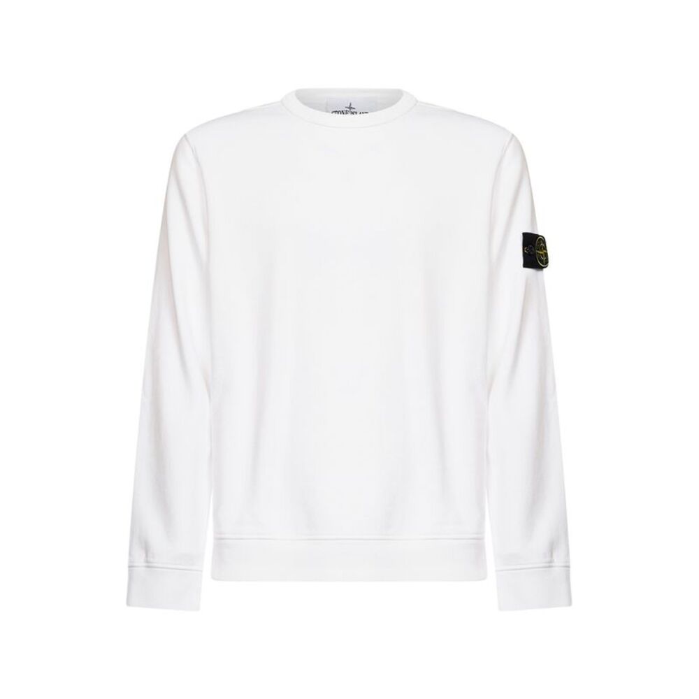Stone Island Men White Organic Stretch Cotton Crewneck Sweatshirt